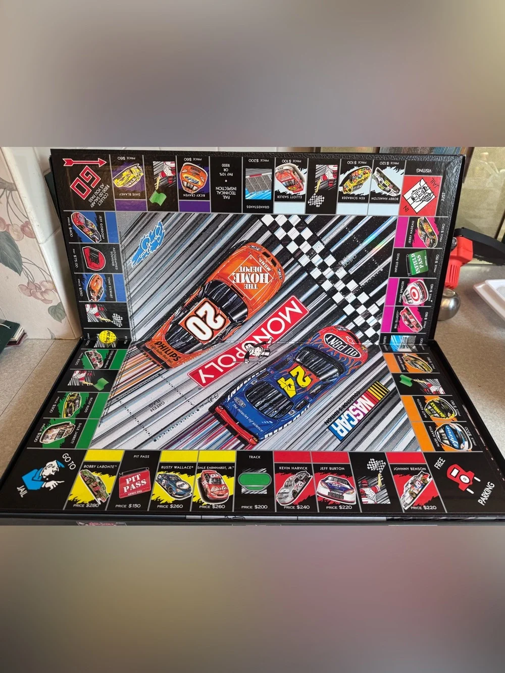 Nascar Monopoly Board Game - Red Race Cars Artwork